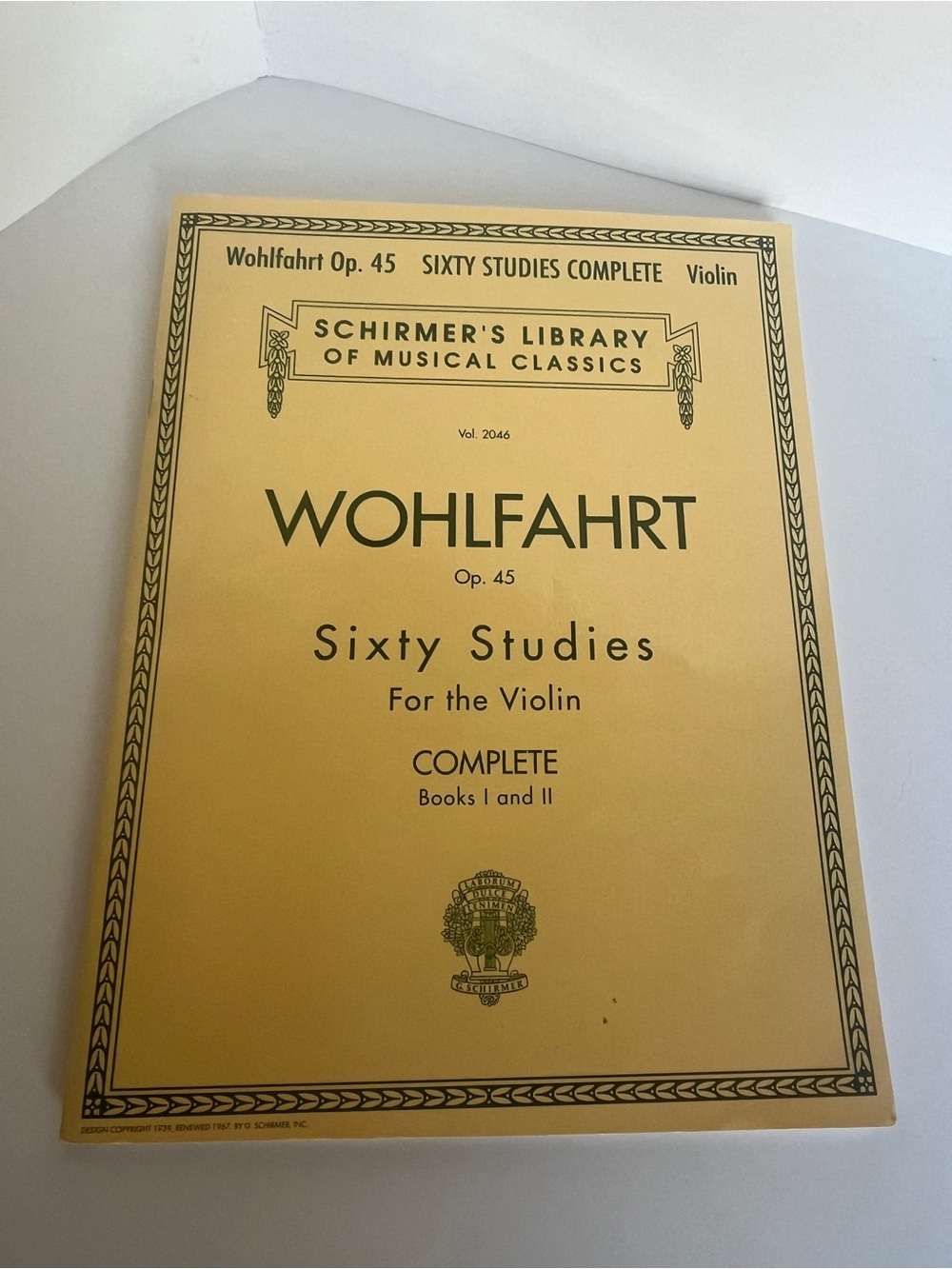 Schirmer's Library Wohlfahrt Op.45 Sixty Studies for Violin vol 2046 books 1 & 2